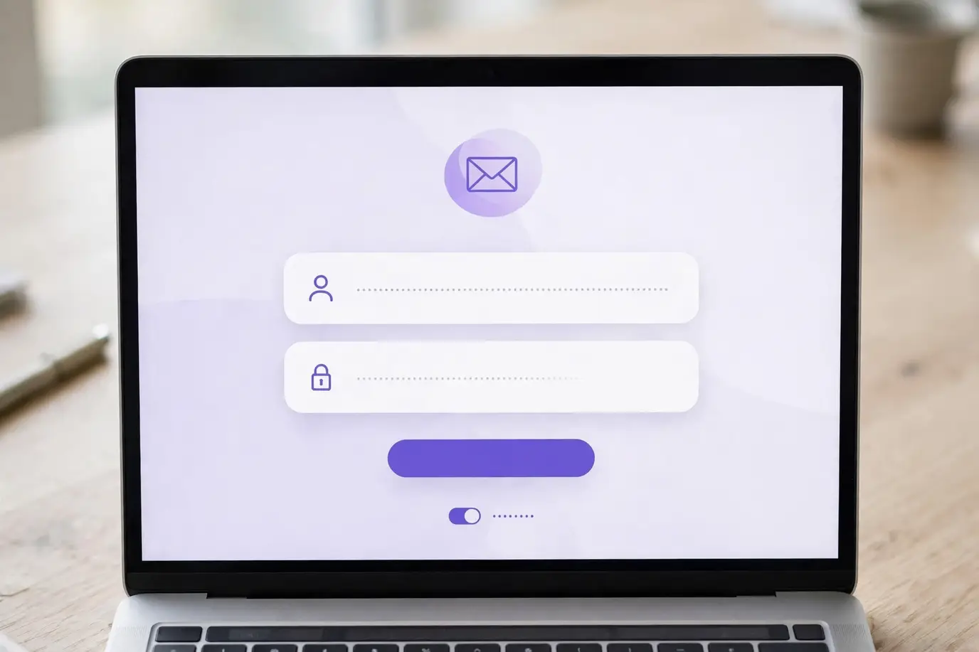 A laptop showing the mail.yahoo.com webmail login screen with a sign-in form