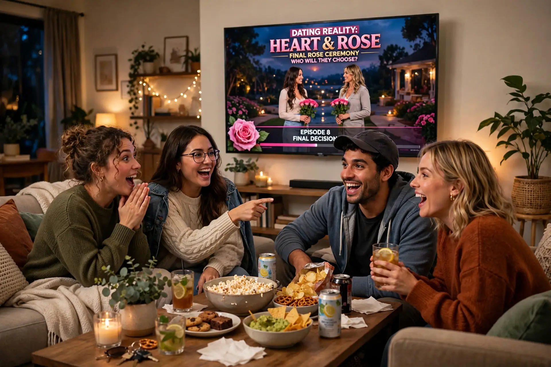 A smartphone and laptop streaming setup in a modern living room, showing how US viewers watch Love Island online.